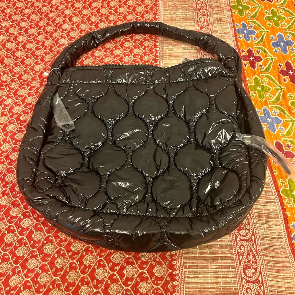 FP Movement by Free People Shiny Black Quilted Shoulder Bag - Picture 5 of 8